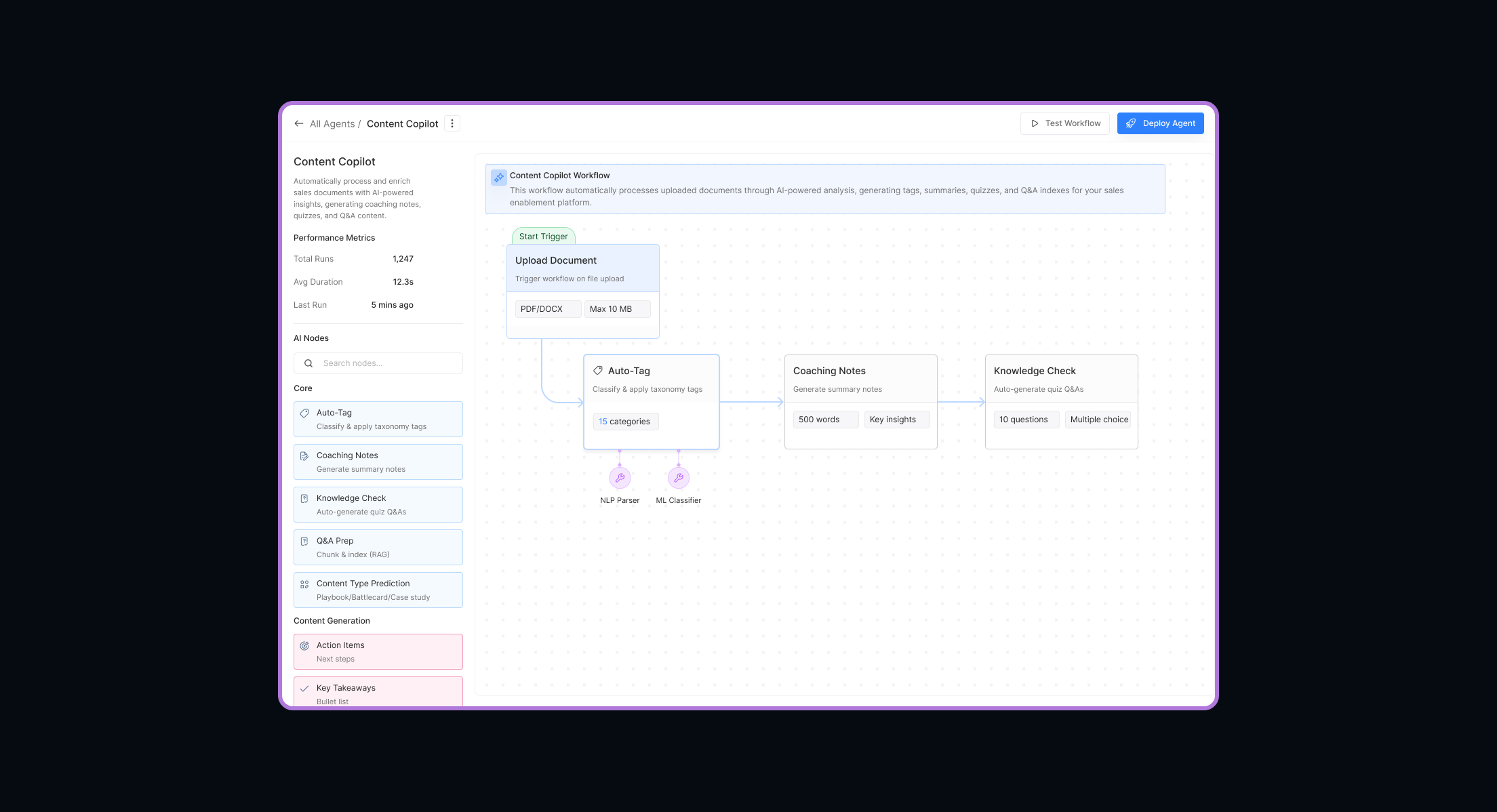 Agentic Workflow Builder screenshot