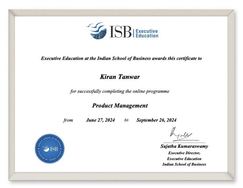 ISB Product Management Certificate